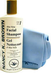 Aloe Facial Shampoo Gel Cleanser and Facial Shammy by Nancy K Brown